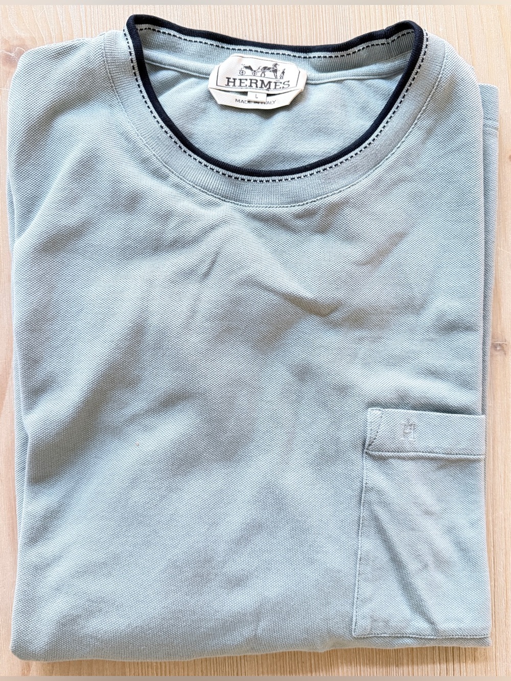 NWOT Hermès "Piqures Sellier" t-shirt, Nuage size L